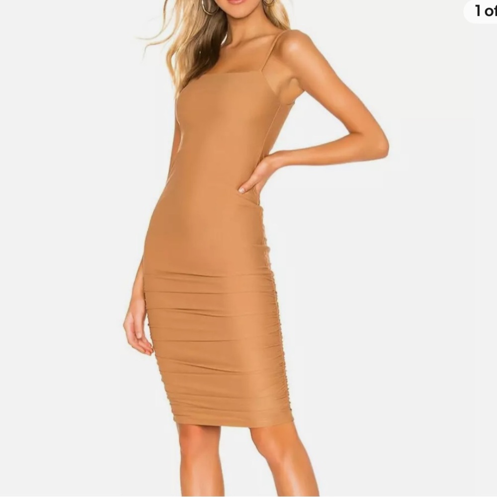 Superdown Yovanna Nude Midi Bodycon Dress Size Medium